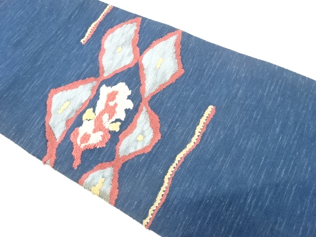 JAPANESE KIMONO / ANTIQUE NAGOYA OBI / SILK / TSUMUGI / WOVEN ABSTRACT